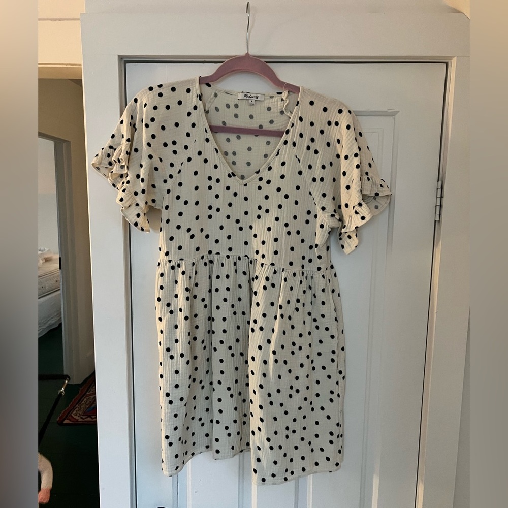 Women’s Madewell black and white polka dot dress